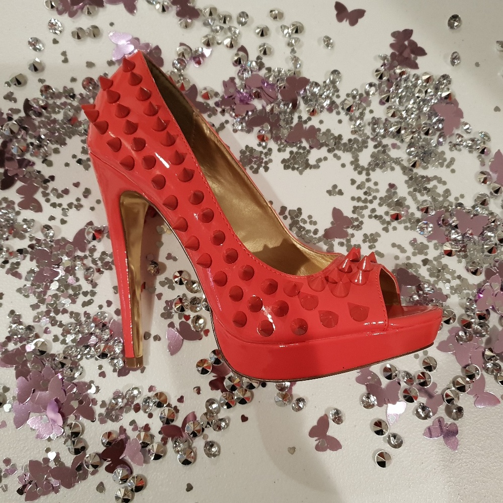 High Heel Pumps Pink Coral US Size 7 fits like 6.5